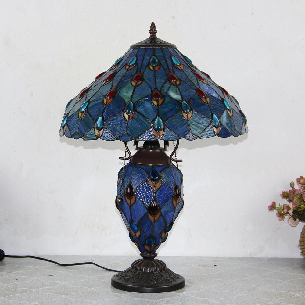 Stained Glass Hexagonal Dome 2-Light Table Lamp