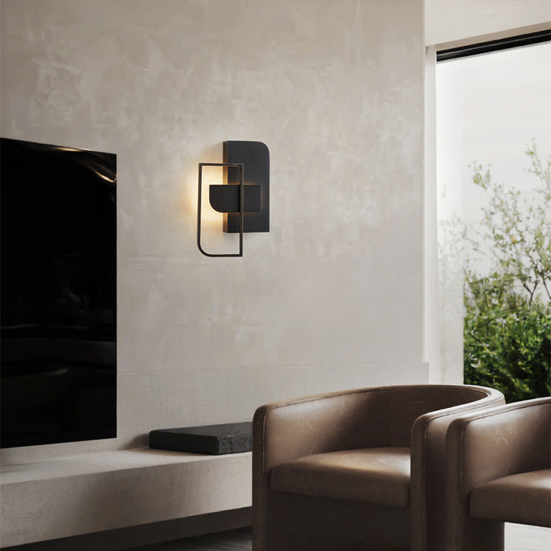 All Copper Rectangular Geometric Wall Lamp