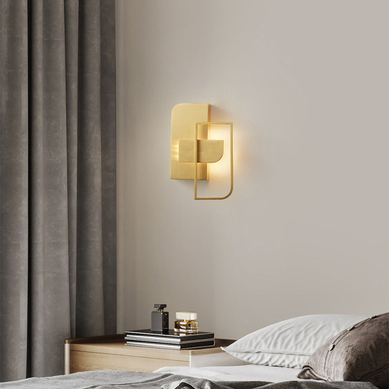 All Copper Rectangular Geometric Wall Lamp
