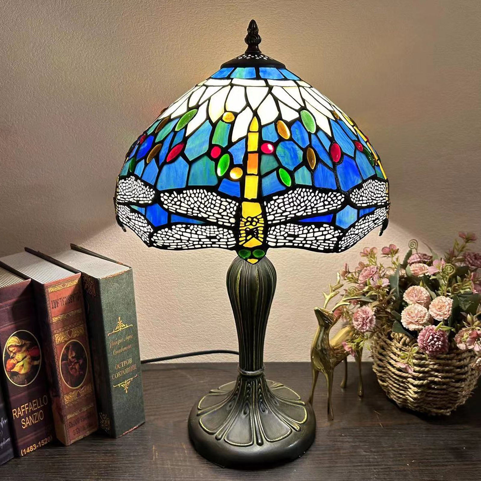 Metal Glass Dome Grape Table Lamp