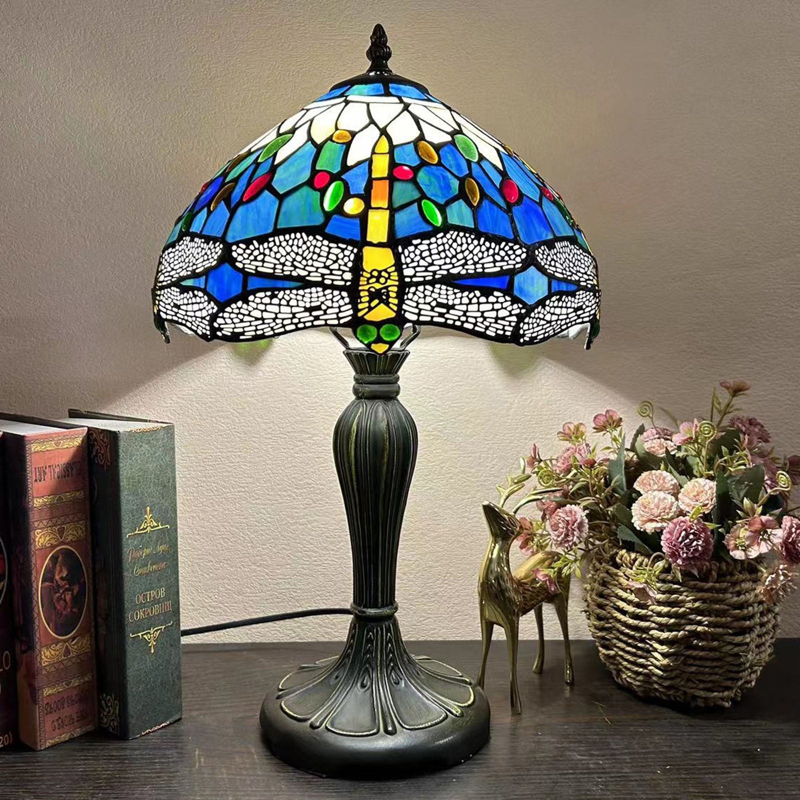 Metal Glass Dome Grape Table Lamp