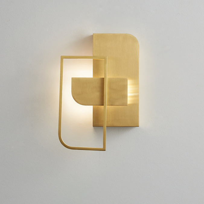 All Copper Rectangular Geometric Wall Lamp