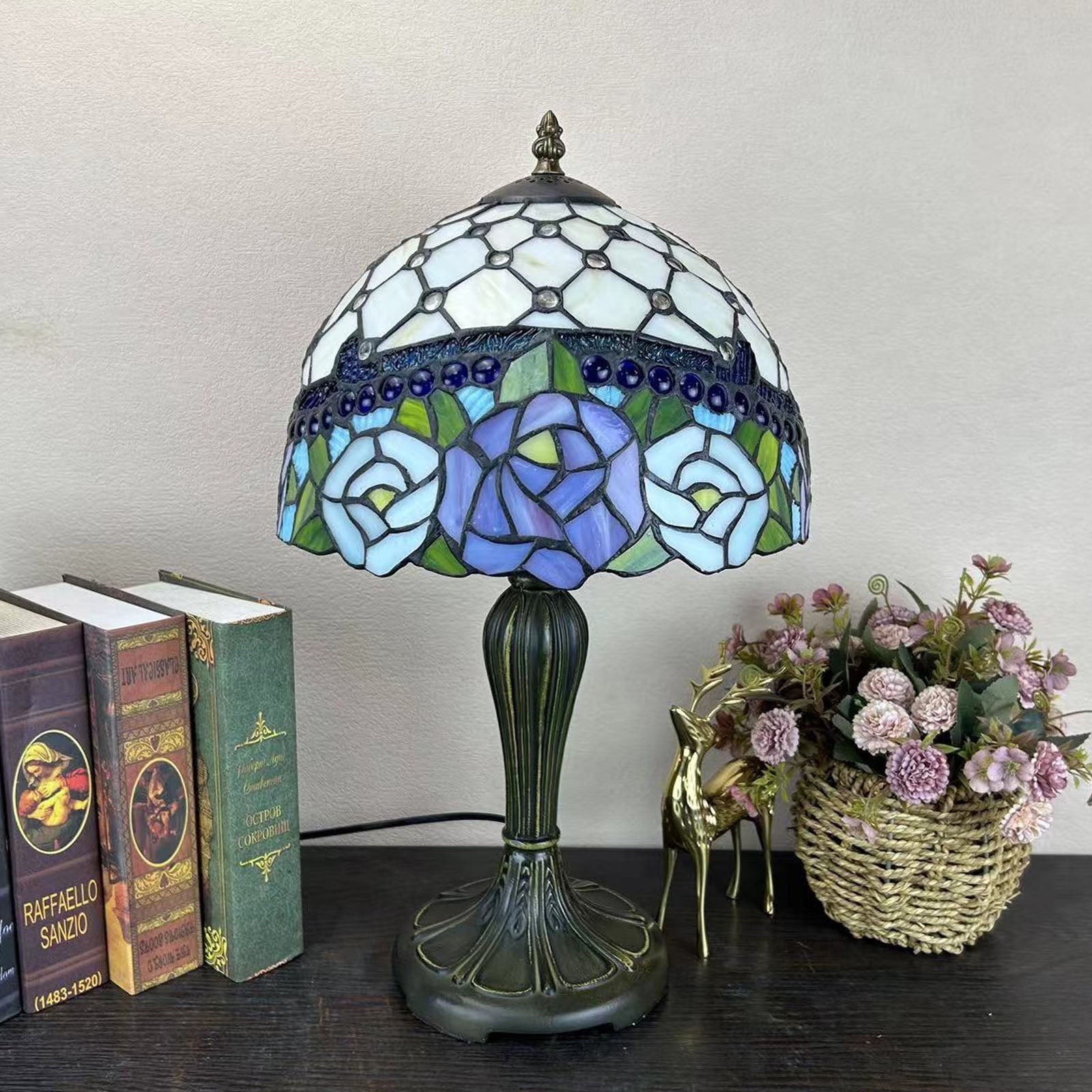 Metal Glass Dome Grape Table Lamp