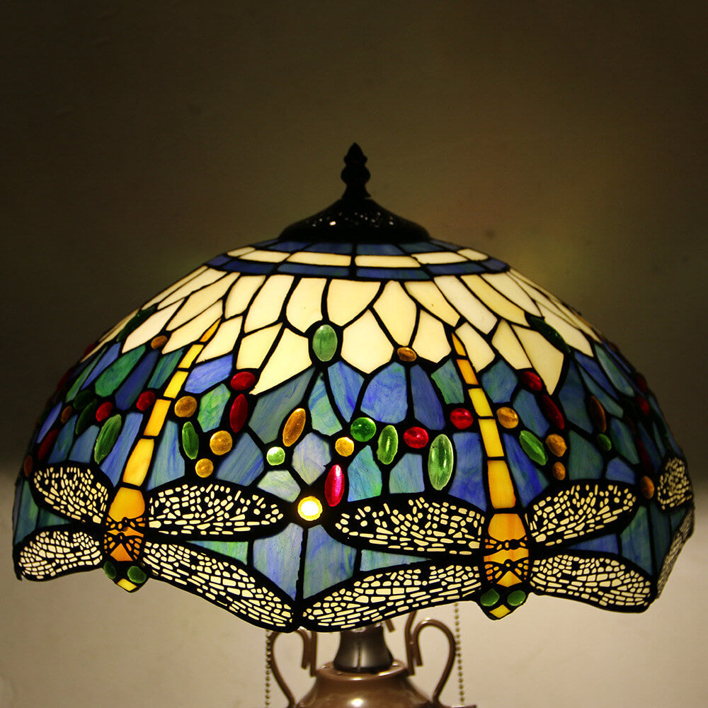 Stained Glass Hexagonal Dome 2-Light Table Lamp