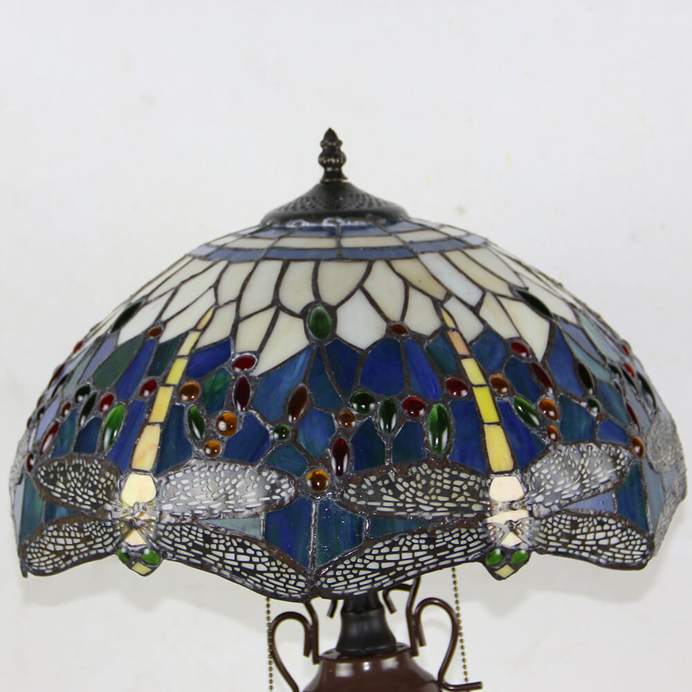 Stained Glass Hexagonal Dome 2-Light Table Lamp