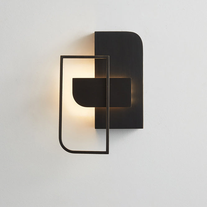 All Copper Rectangular Geometric Wall Lamp