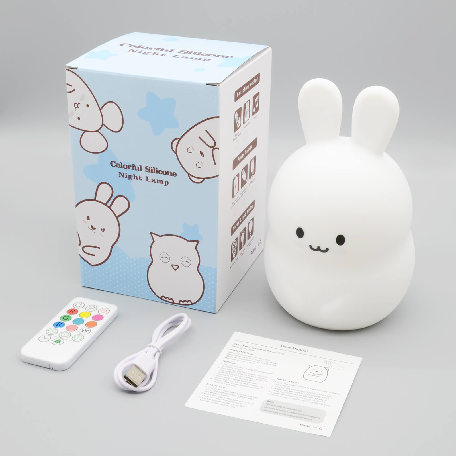 Cute Rabbit Pat Silicone Table Lamp