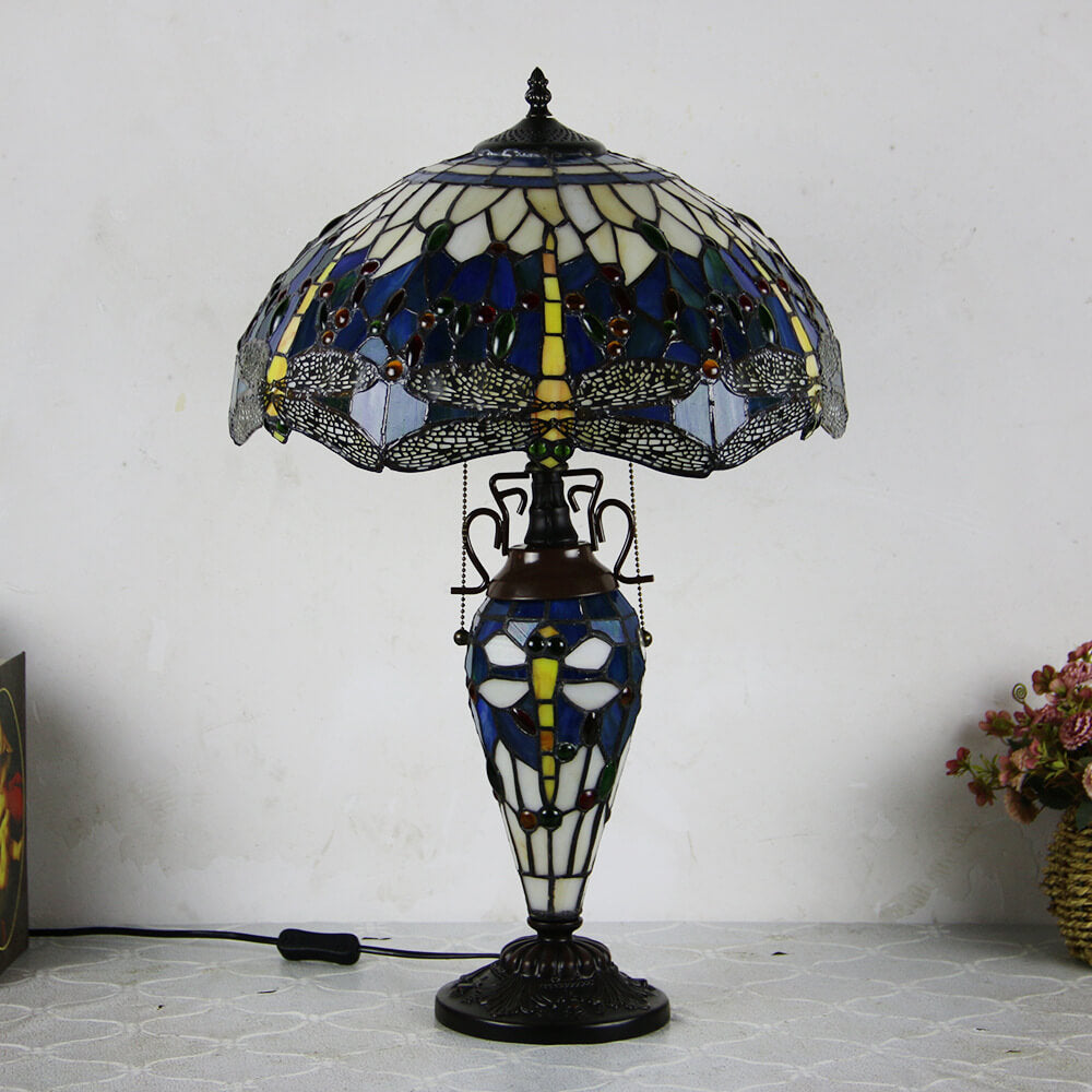 Stained Glass Hexagonal Dome 2-Light Table Lamp