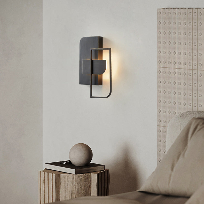 All Copper Rectangular Geometric Wall Lamp