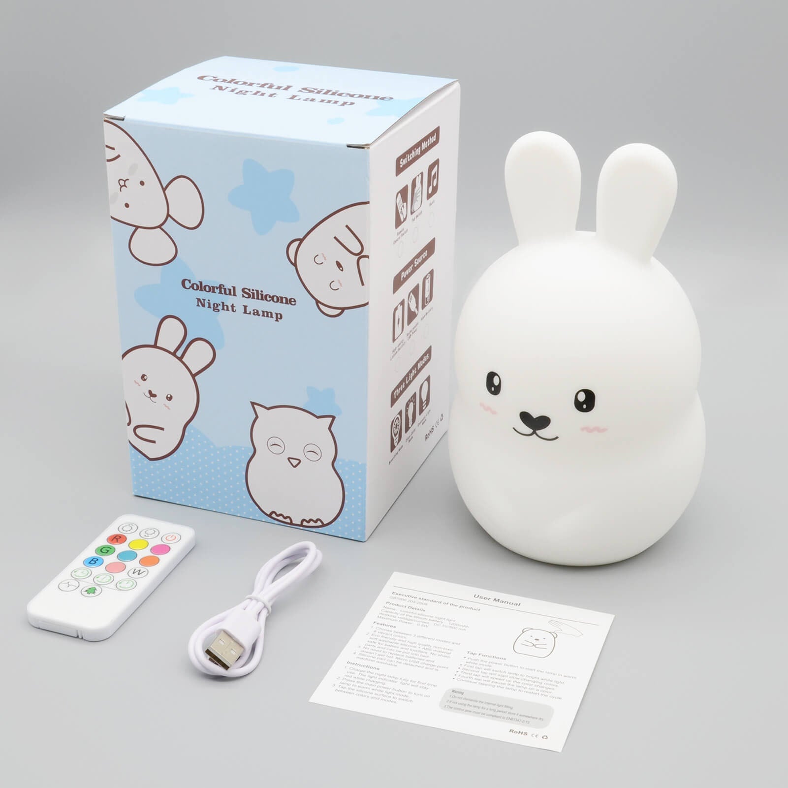 Cute Rabbit Pat Silicone Table Lamp