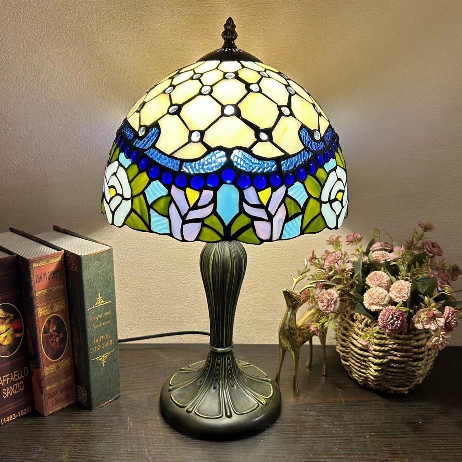 Metal Glass Dome Grape Table Lamp