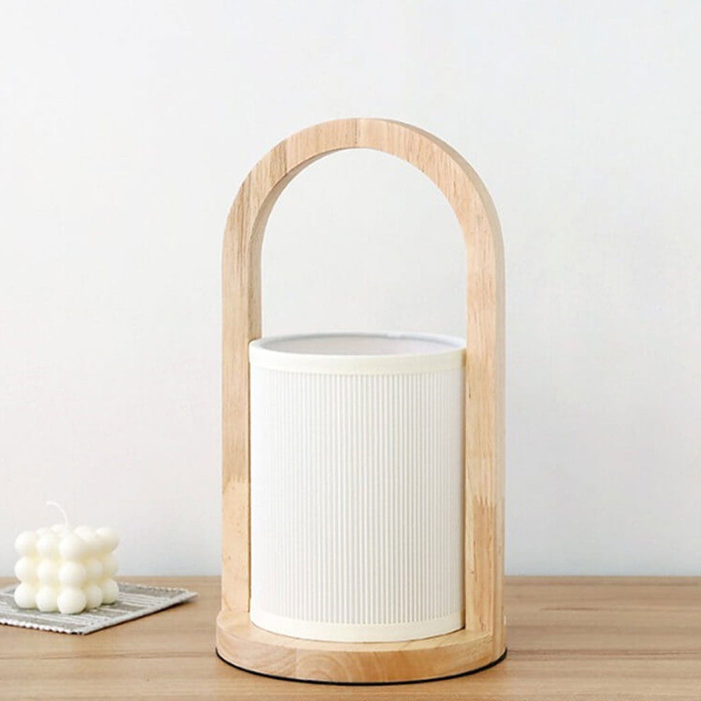 Fabric Column Solid Wood Table Lamp
