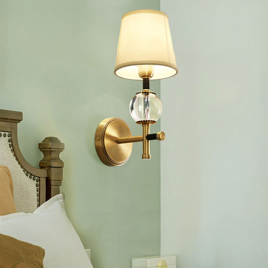 American Brass Fabric 1/2 Wall Lamp