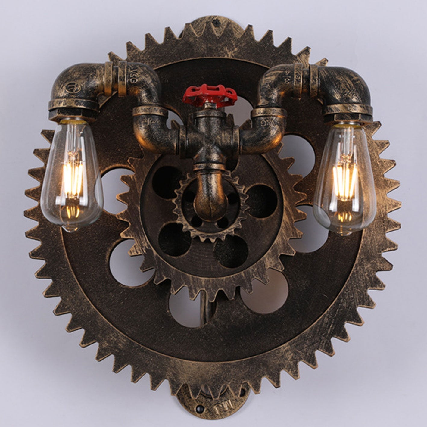 Gear-shaped Wrought Iron Wall Lamp
