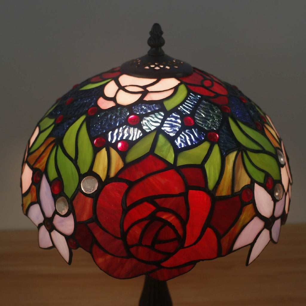 Rose Stained Glass Table Lamp