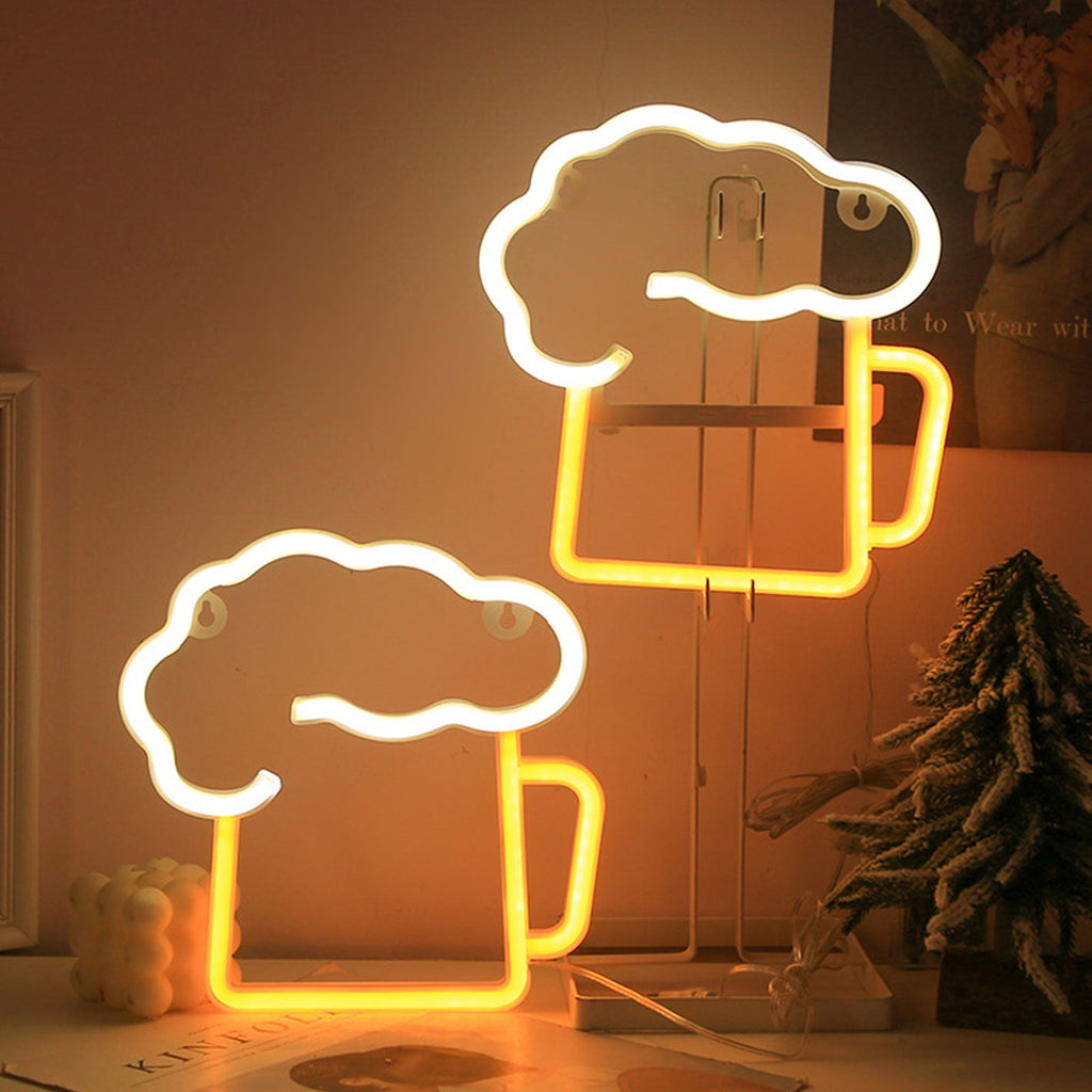Neon Beer Mug Battery/USB Floor Lamp