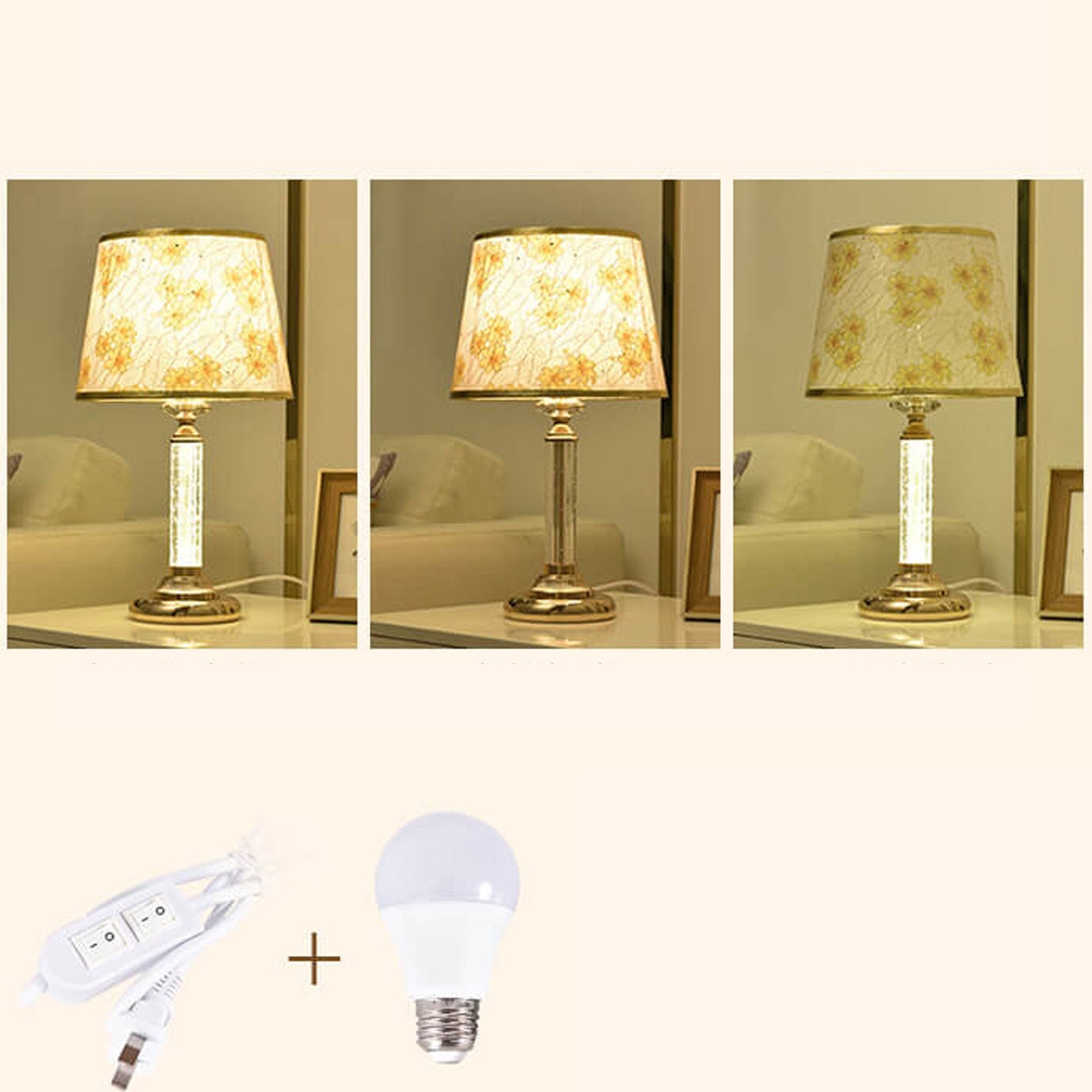 Crystal Brightness Remote Control Table Lamp