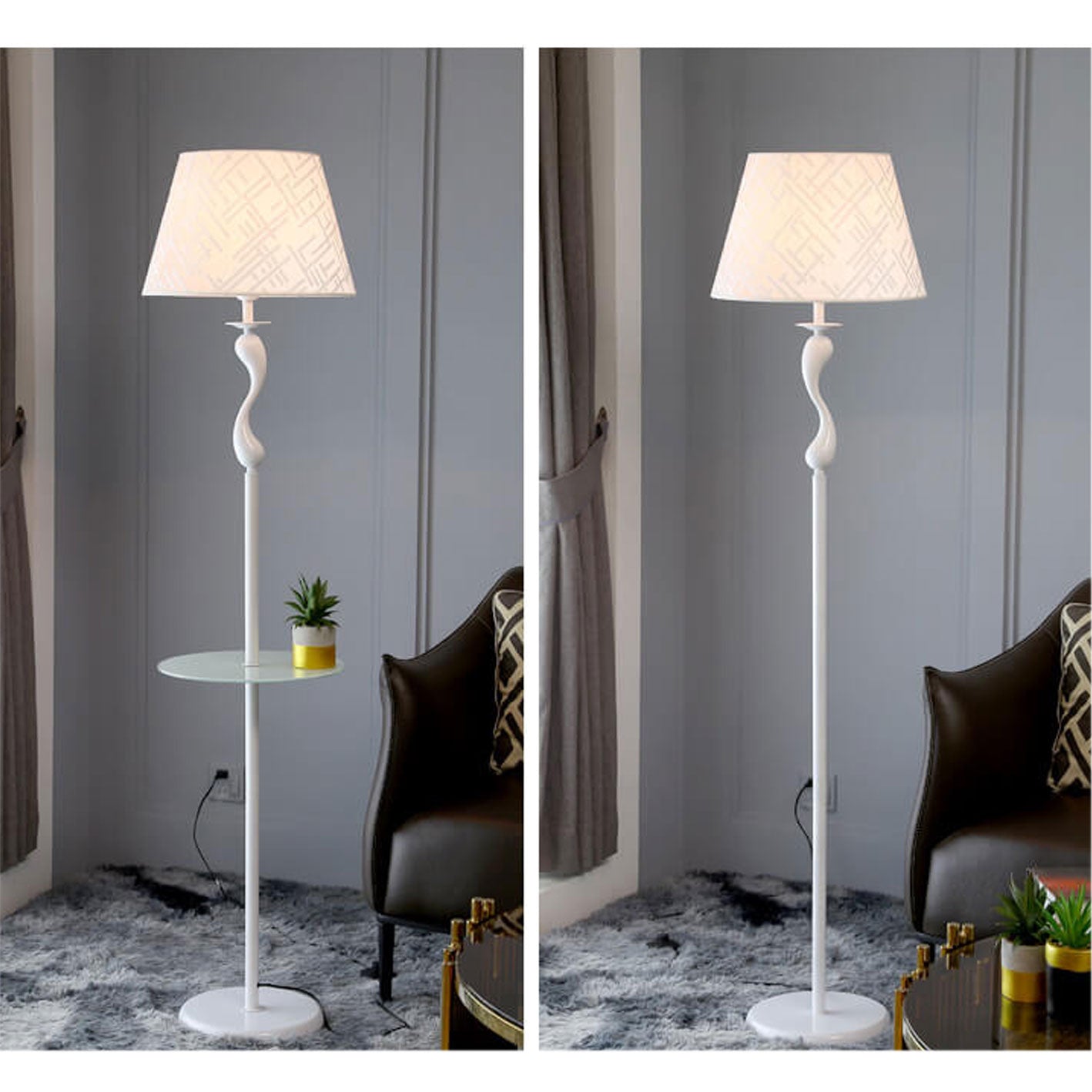 Linen Fabric Dome Iron Floor Lamp