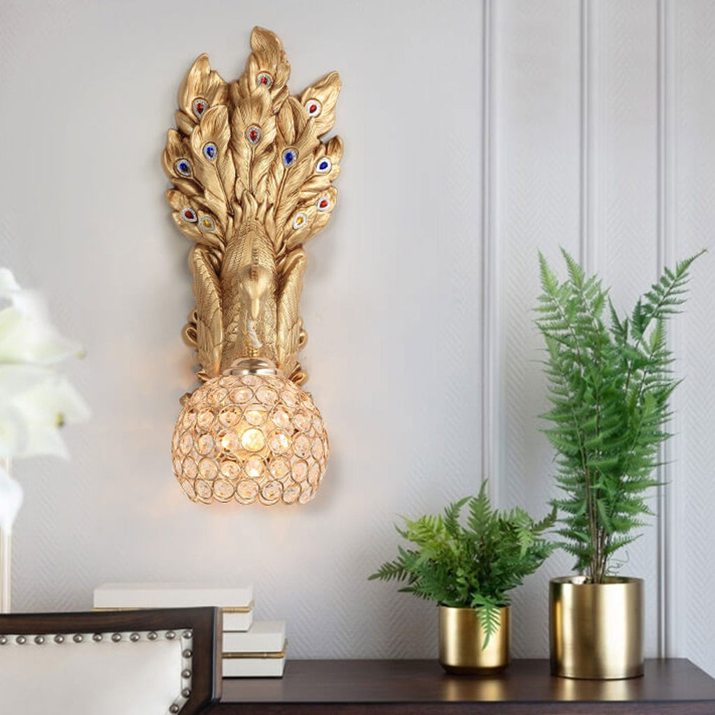 Peacock Resin Glass Wall Lamp