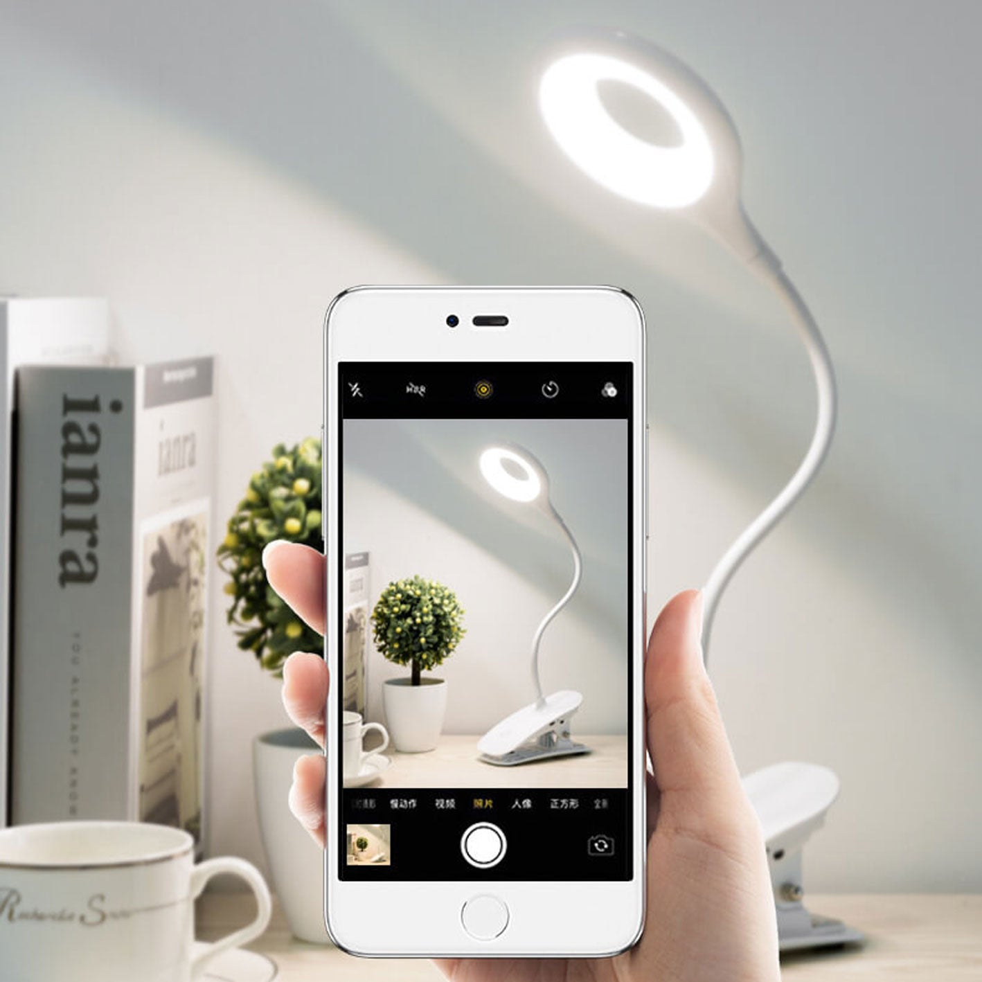 Foldable Round Rechargeable Clips Table Lamp