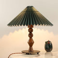 Dark Green Pleated Solid Table Lamp