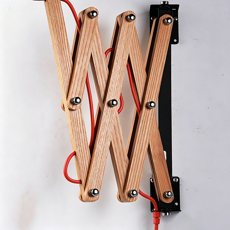 Fabric Cone Solid Wood Wall Lamp