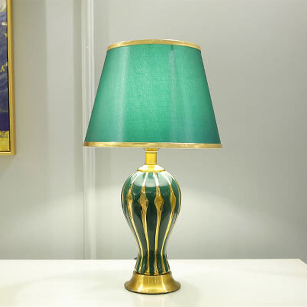 Fabric Ceramic Oval Table Lamp
