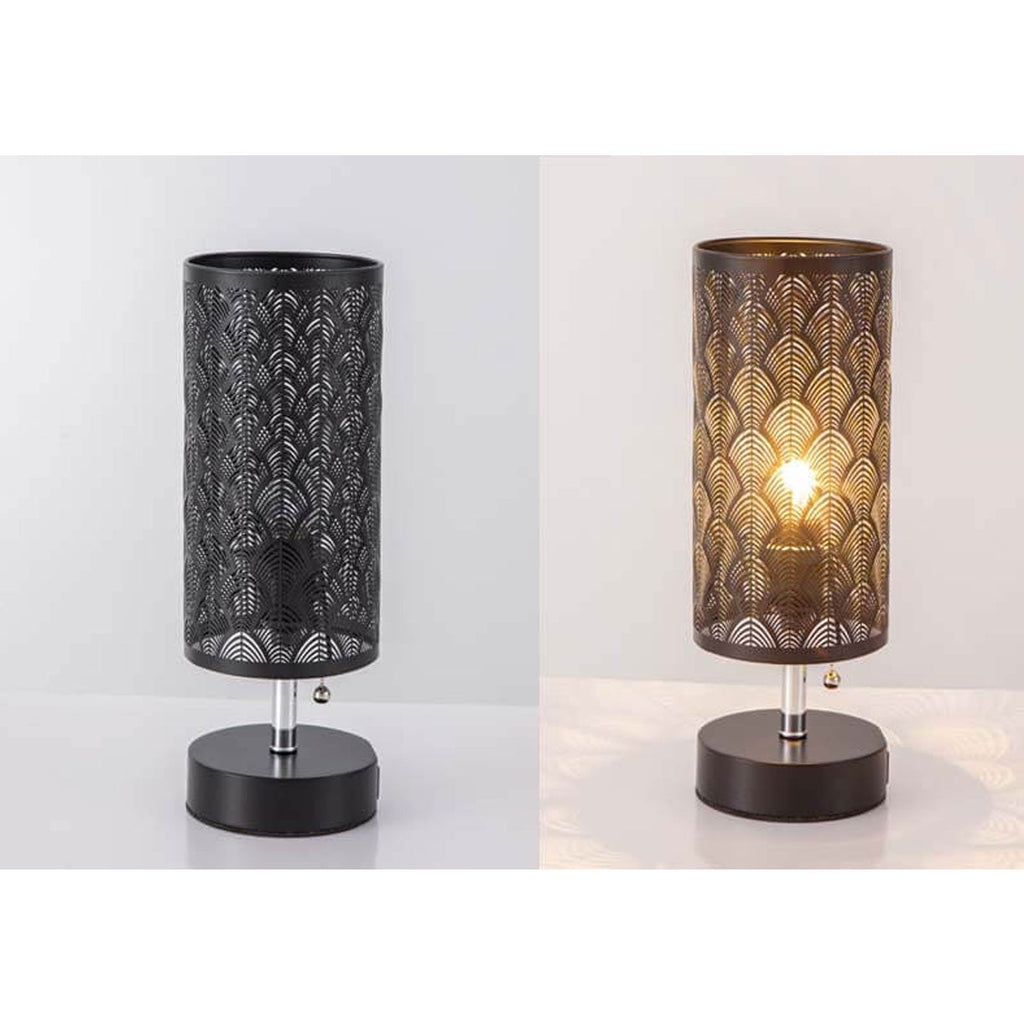 Column Hollow Iron Fabric Table Lamp