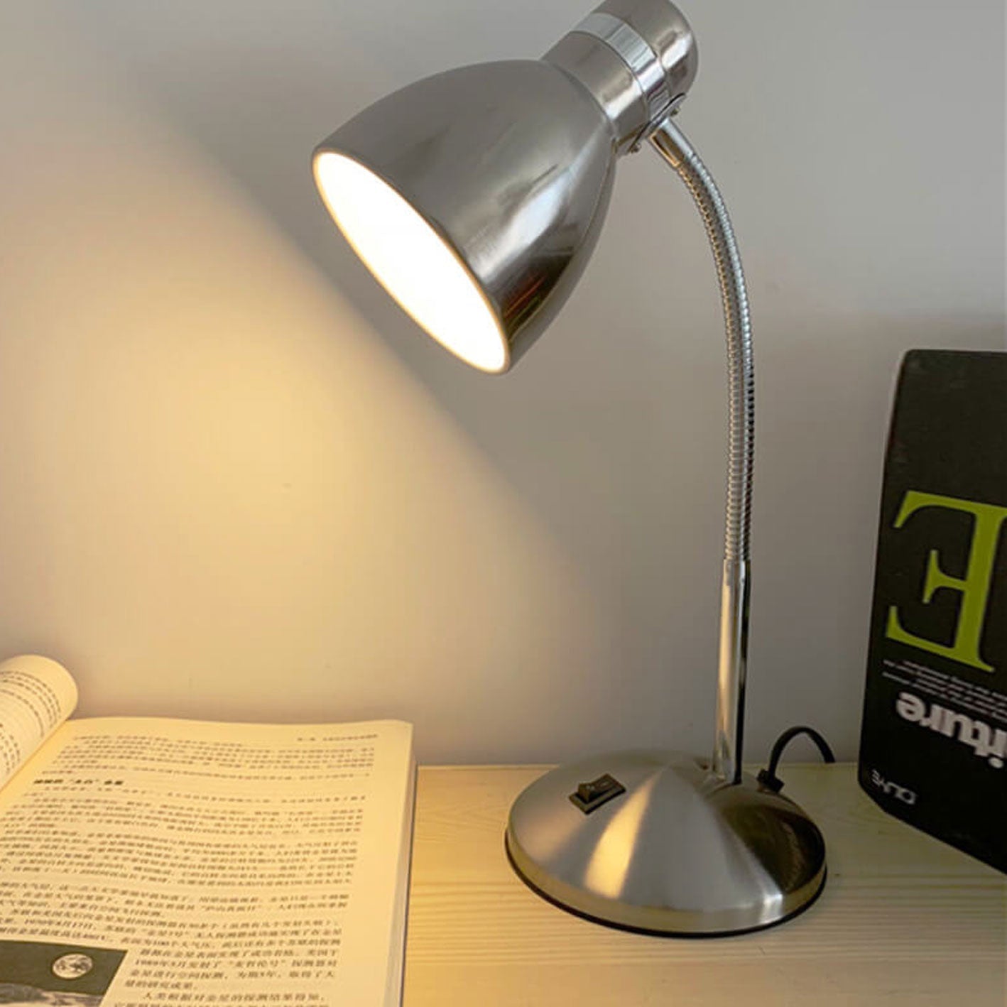 Aged Chrome Metal Table Lamp