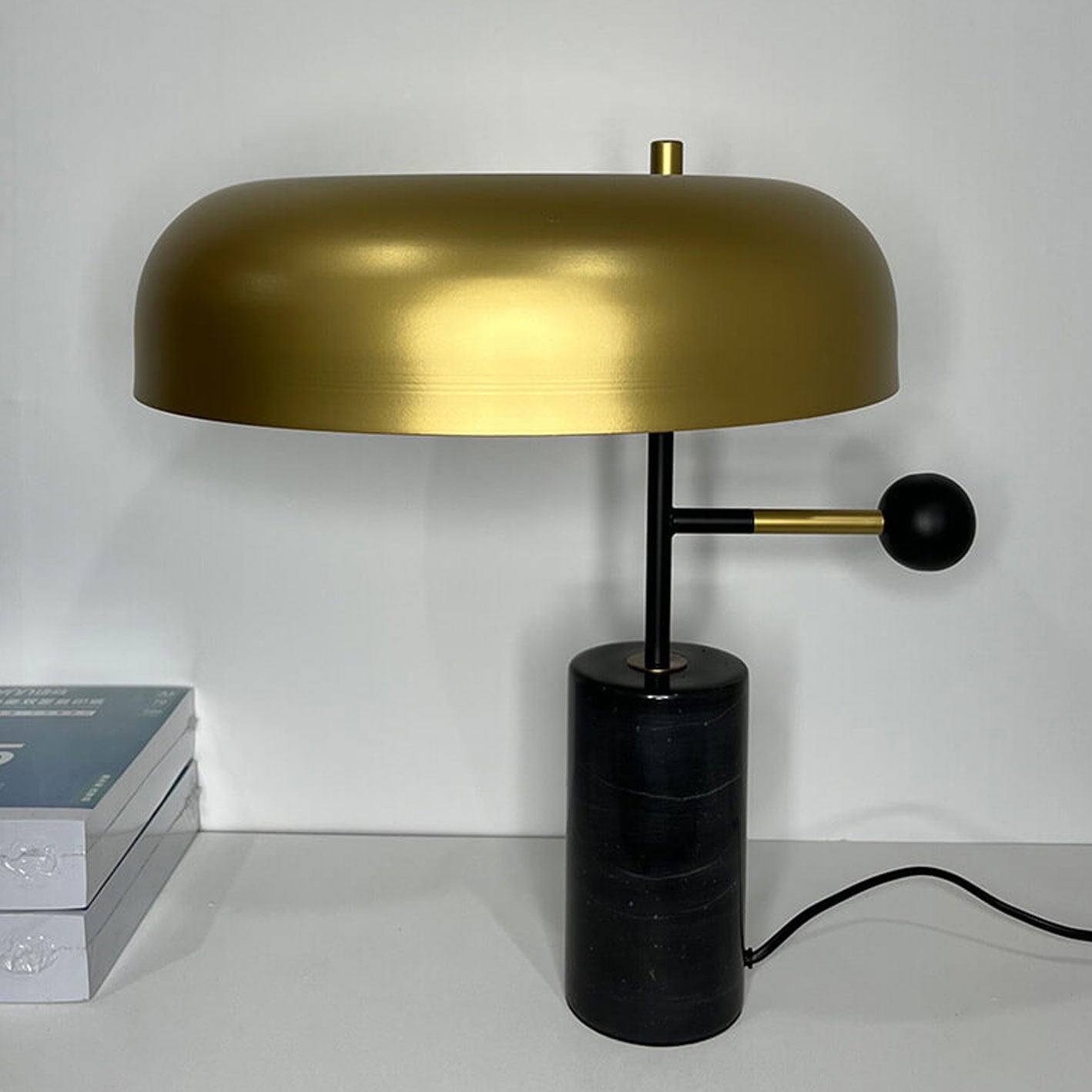 Gold Marble Column Table Lamp