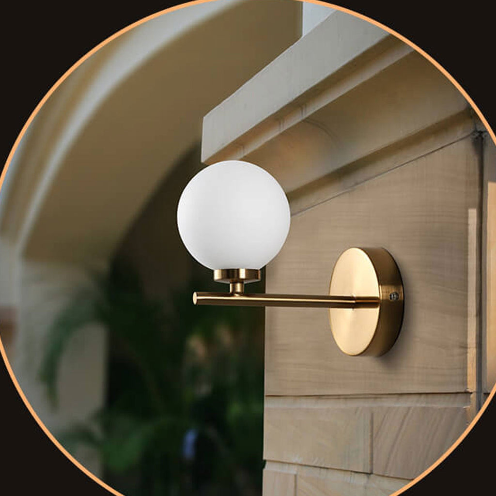 Milk White Round Ball 2-Light Wall Lamp
