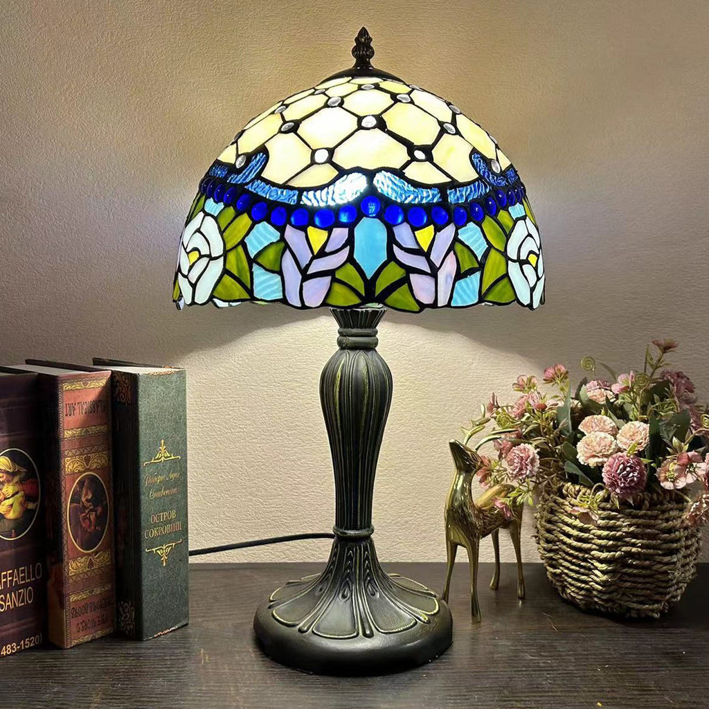 Metal Glass Dome Grape Table Lamp