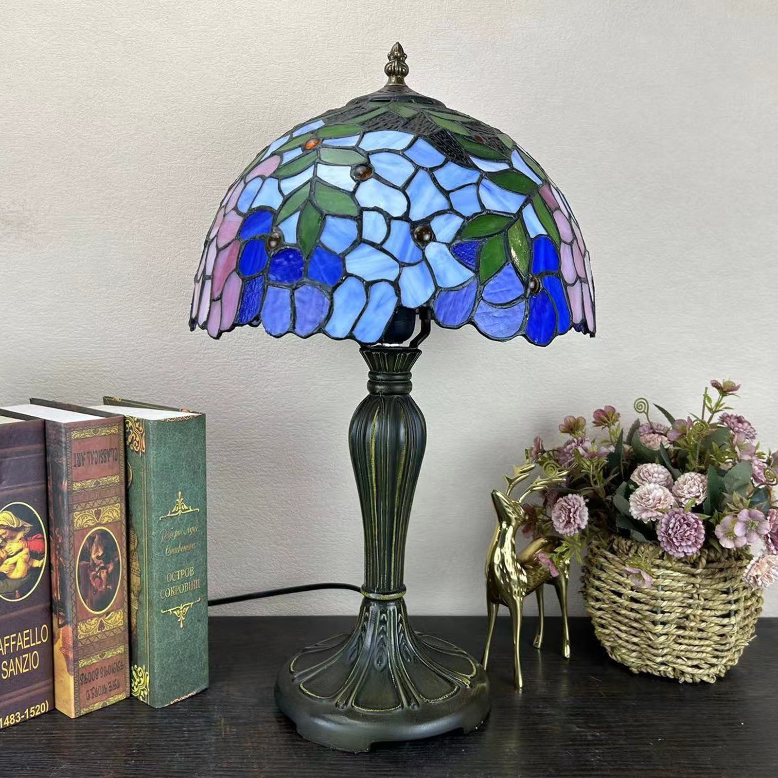 Metal Glass Dome Grape Table Lamp