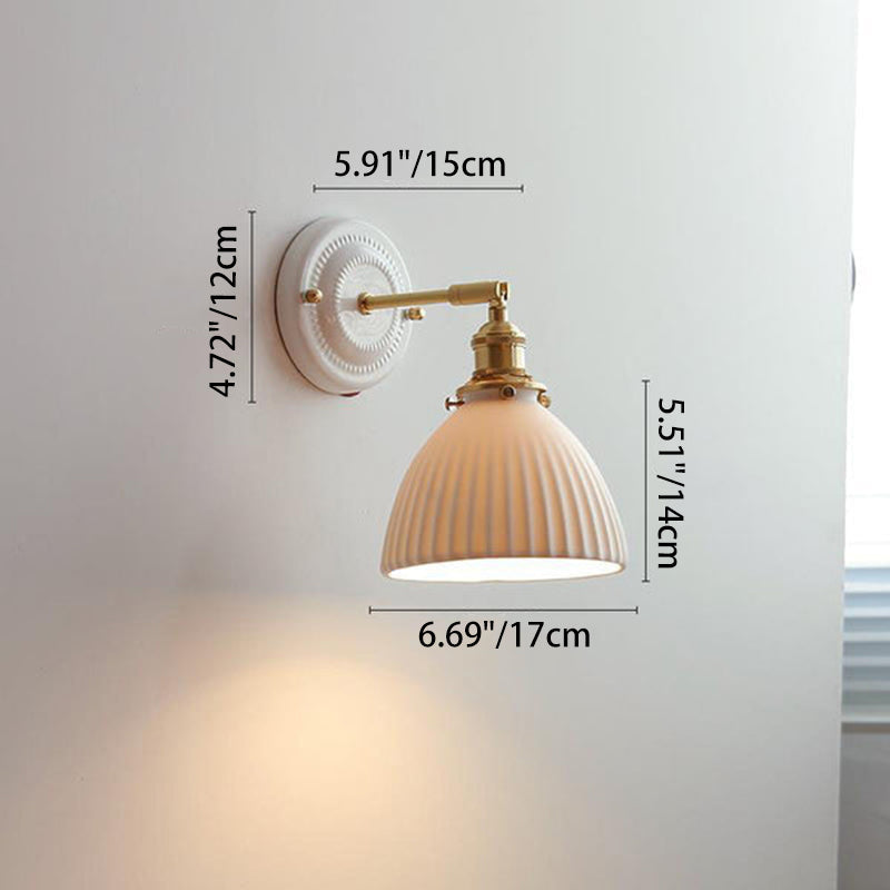 Round Ceramic Brass Living Wall Lamp