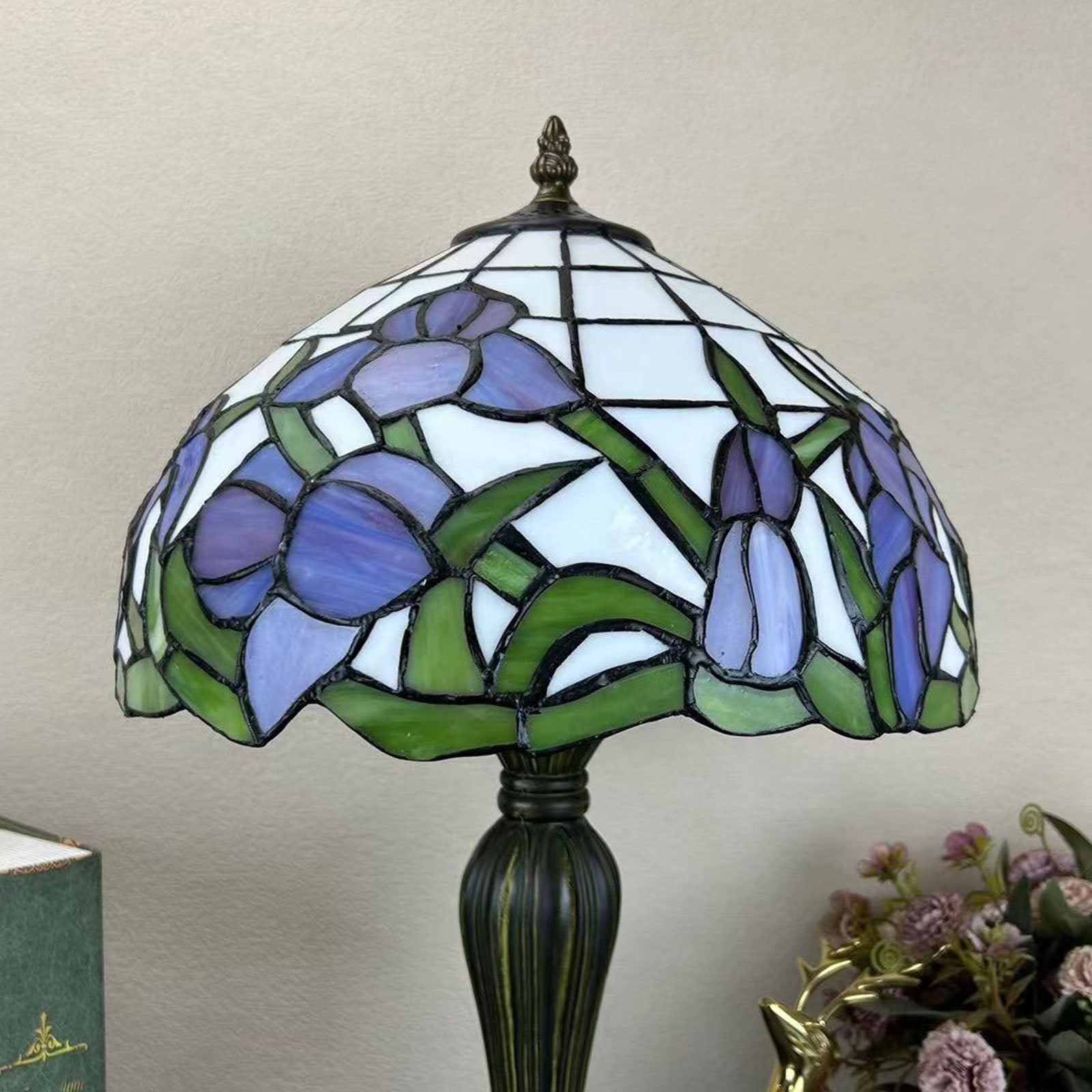 Metal Glass Dome Grape Table Lamp