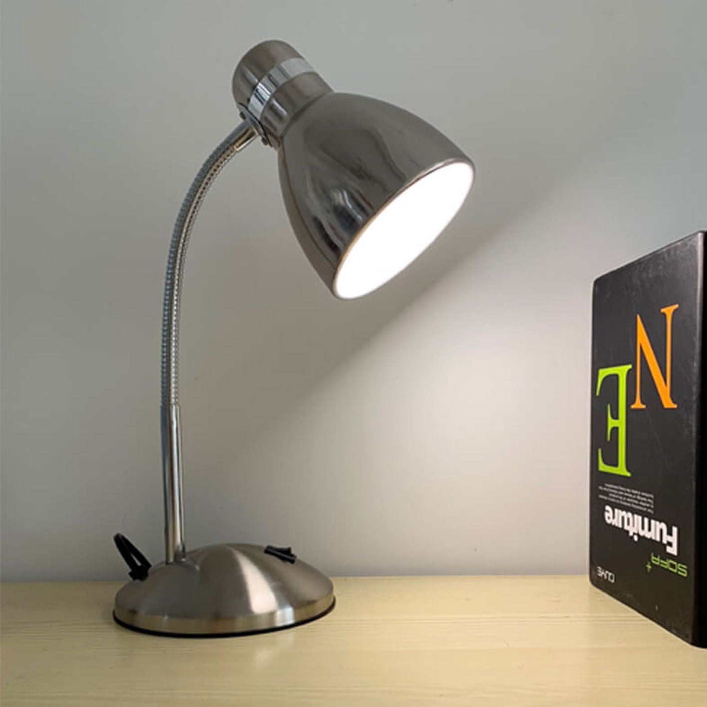 Aged Chrome Metal Table Lamp