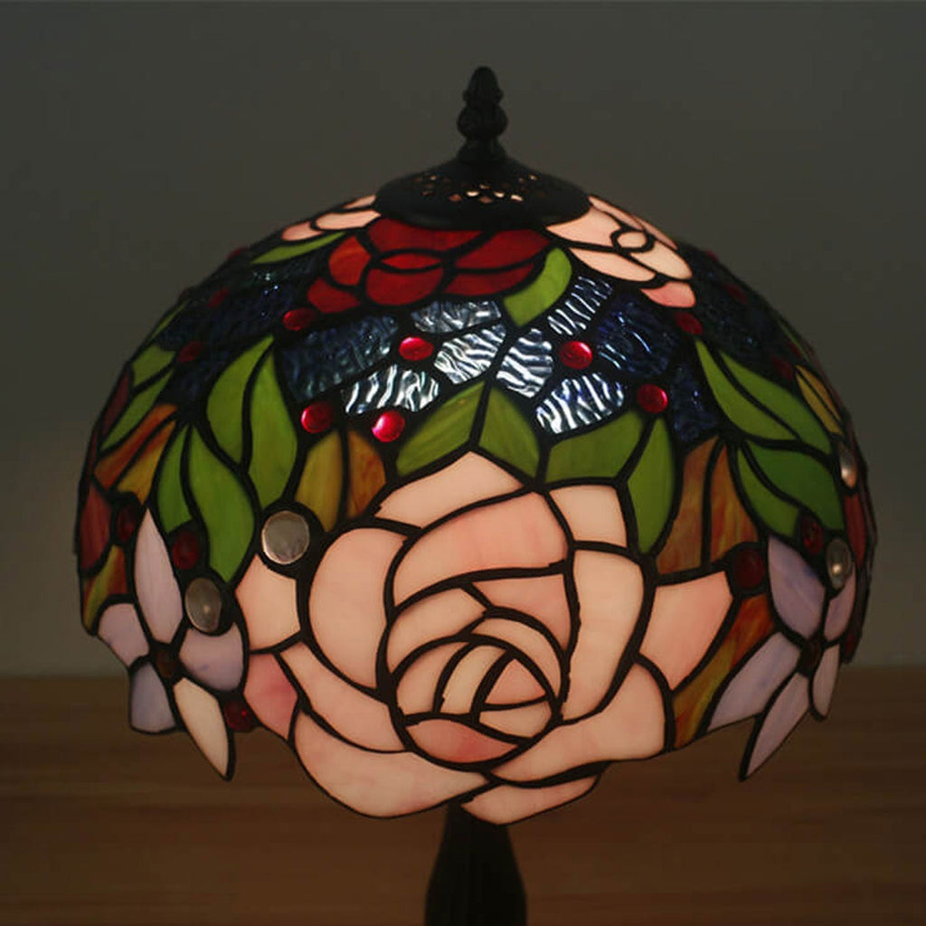Rose Stained Glass Table Lamp