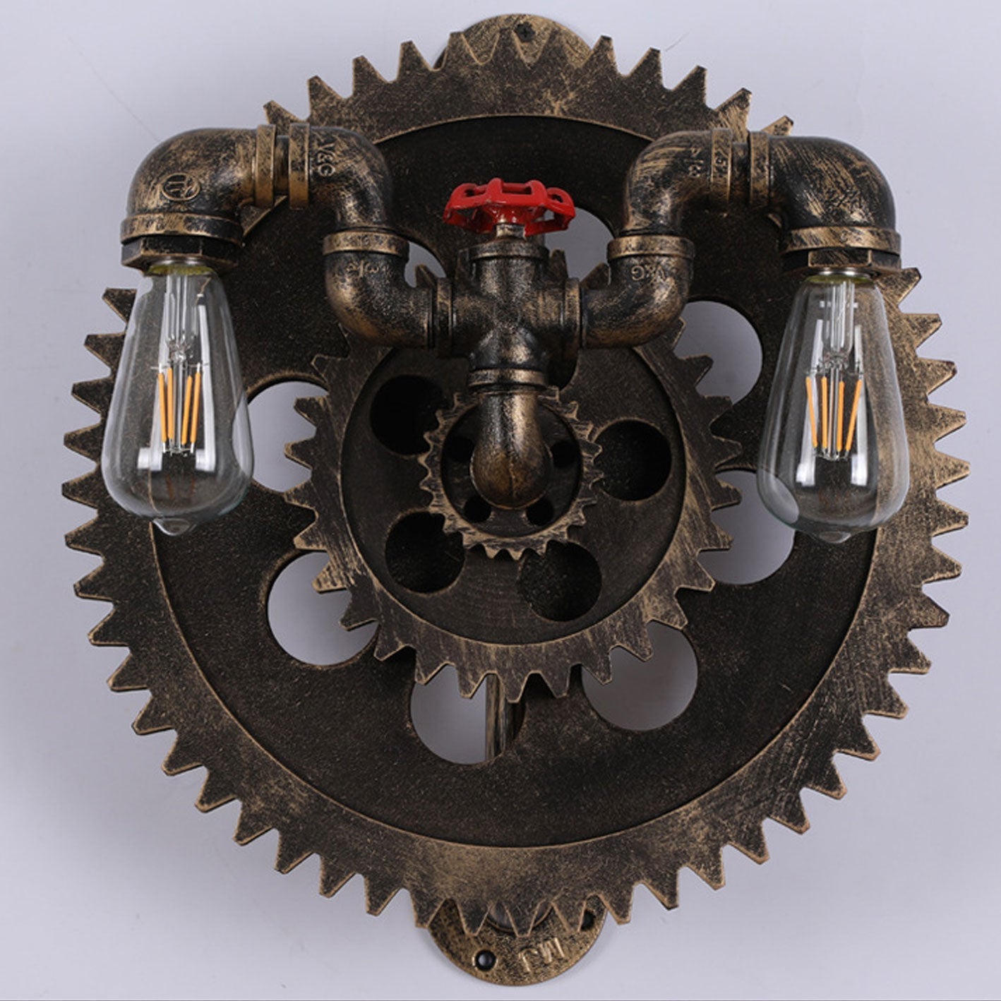 Gear-shaped Wrought Iron Wall Lamp