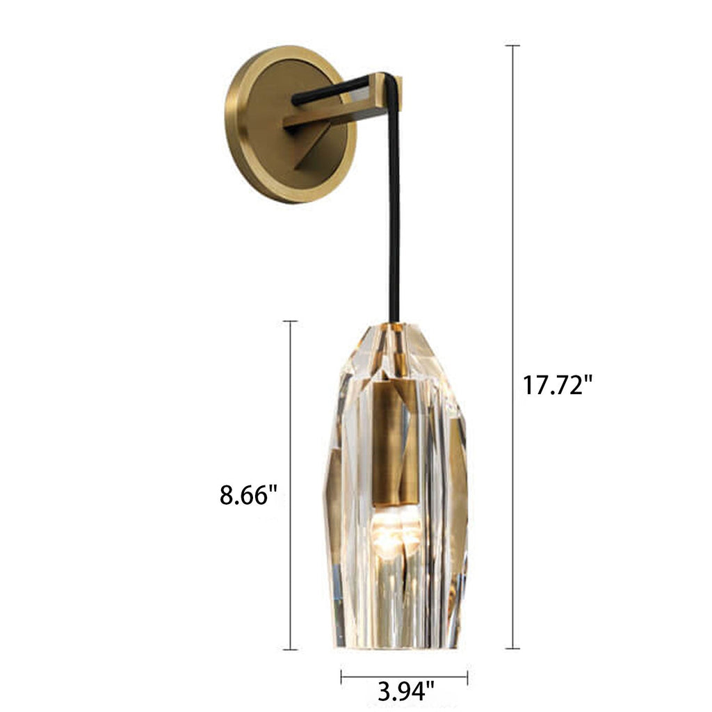 Crystal Column Copper Wall Lamp