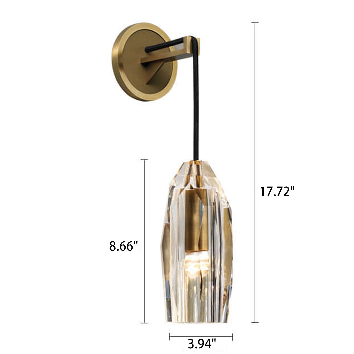 Crystal Column Copper Wall Lamp