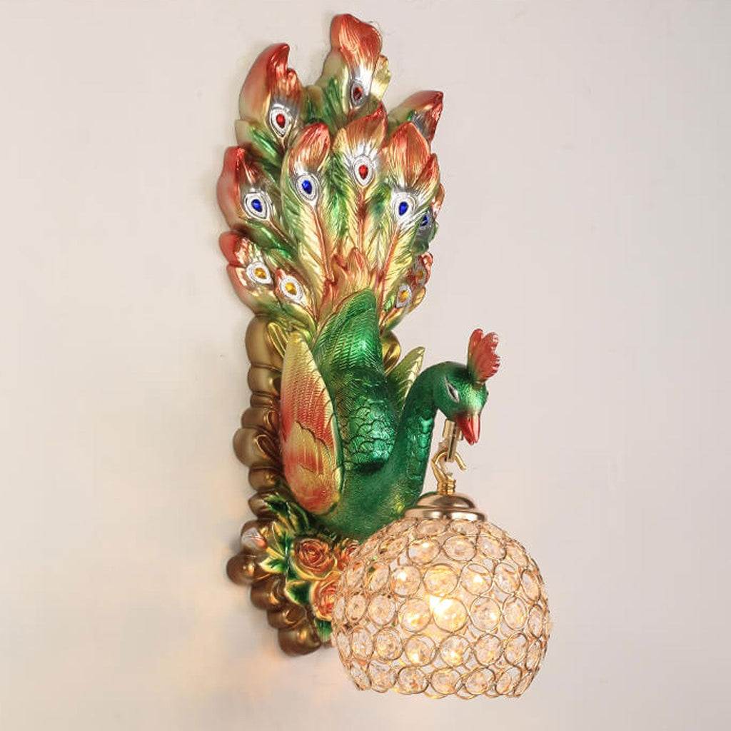 Peacock Resin Glass Wall Lamp