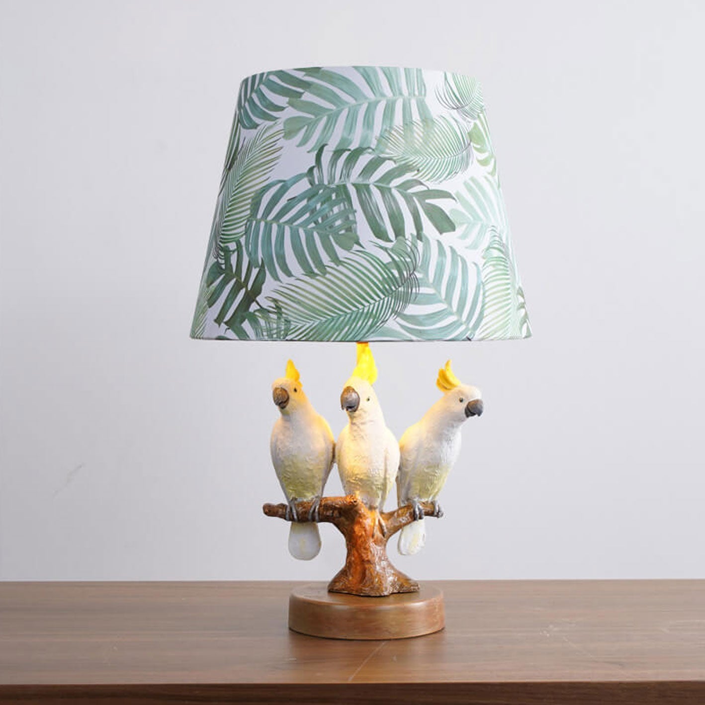 Leaf Fabric Resin Bird Table Lamp