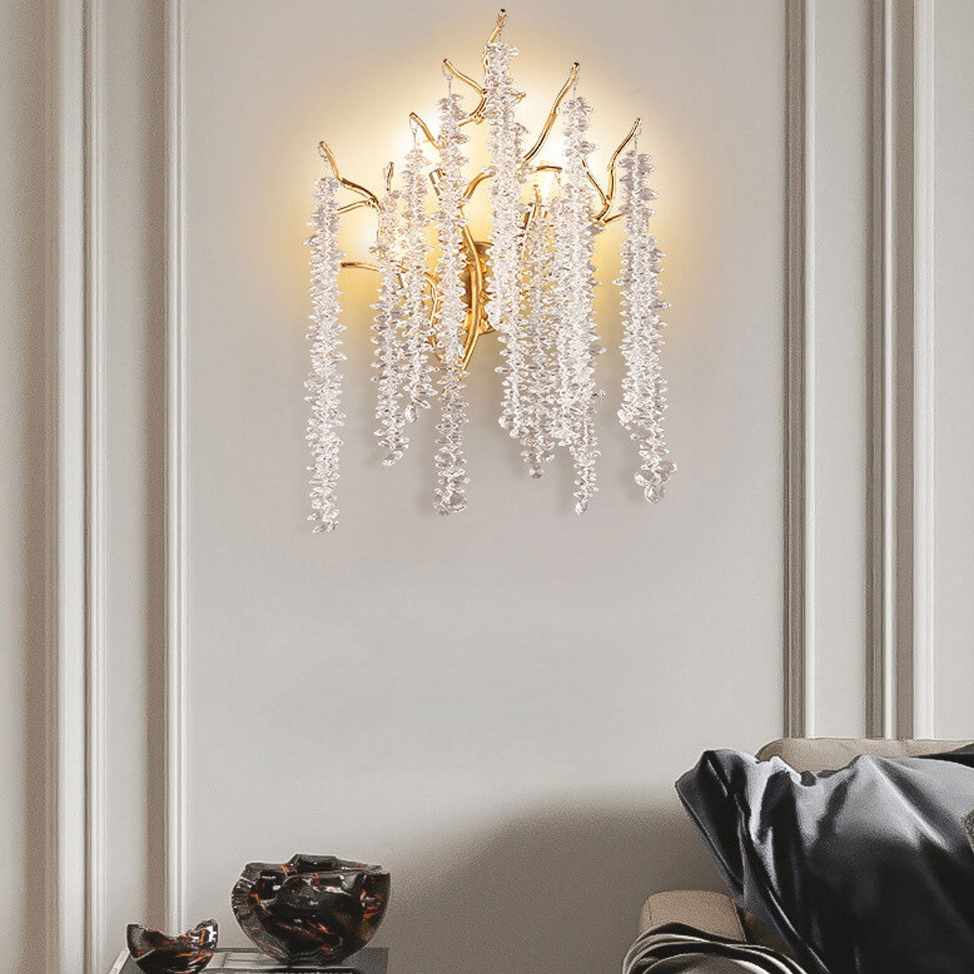 Tree Branch Crystal 3-Light Wall Lamp