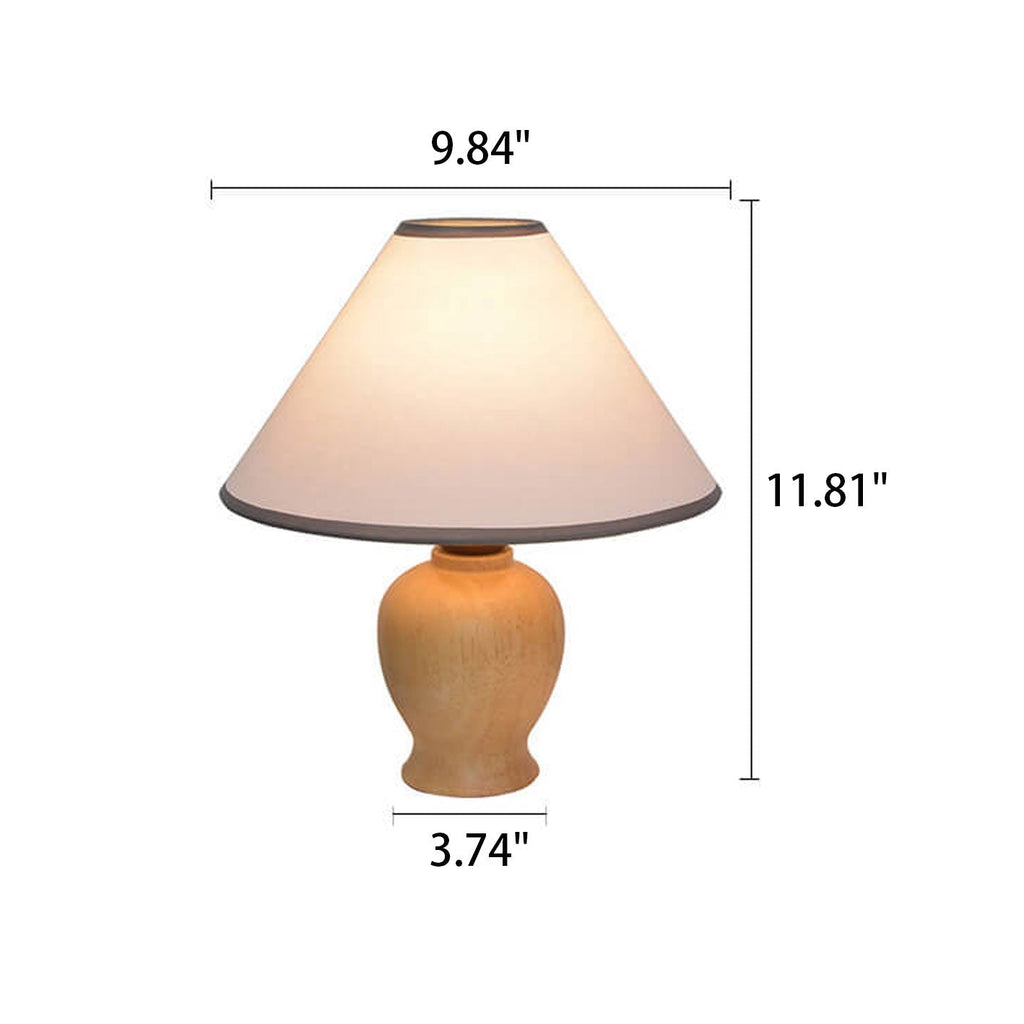 Cone Fabric Solid Wood Table Lamp