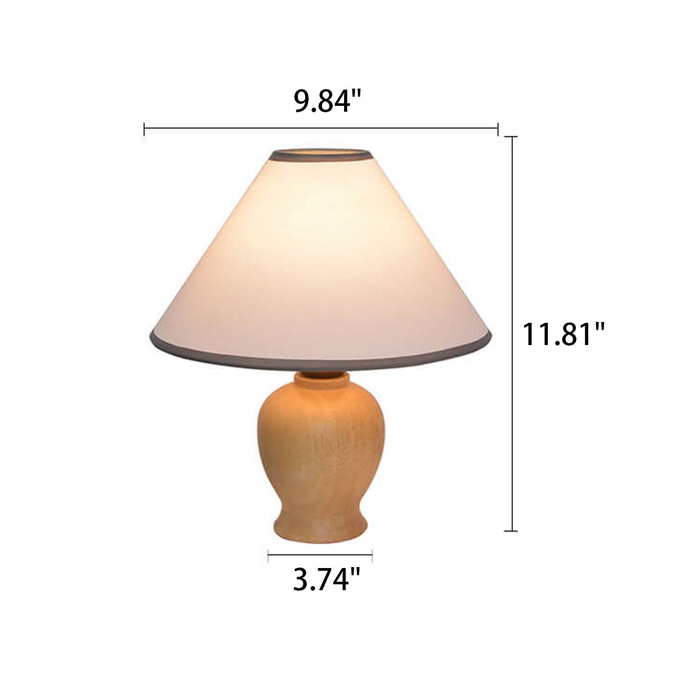 Cone Fabric Solid Wood Table Lamp