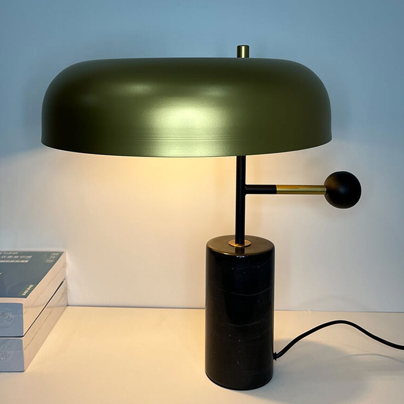 Gold Marble Column Table Lamp