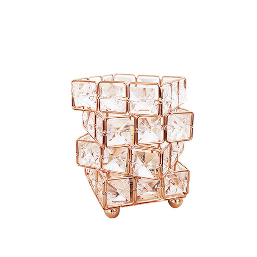 Crystal Cube Ostrich Feather Table Lamp