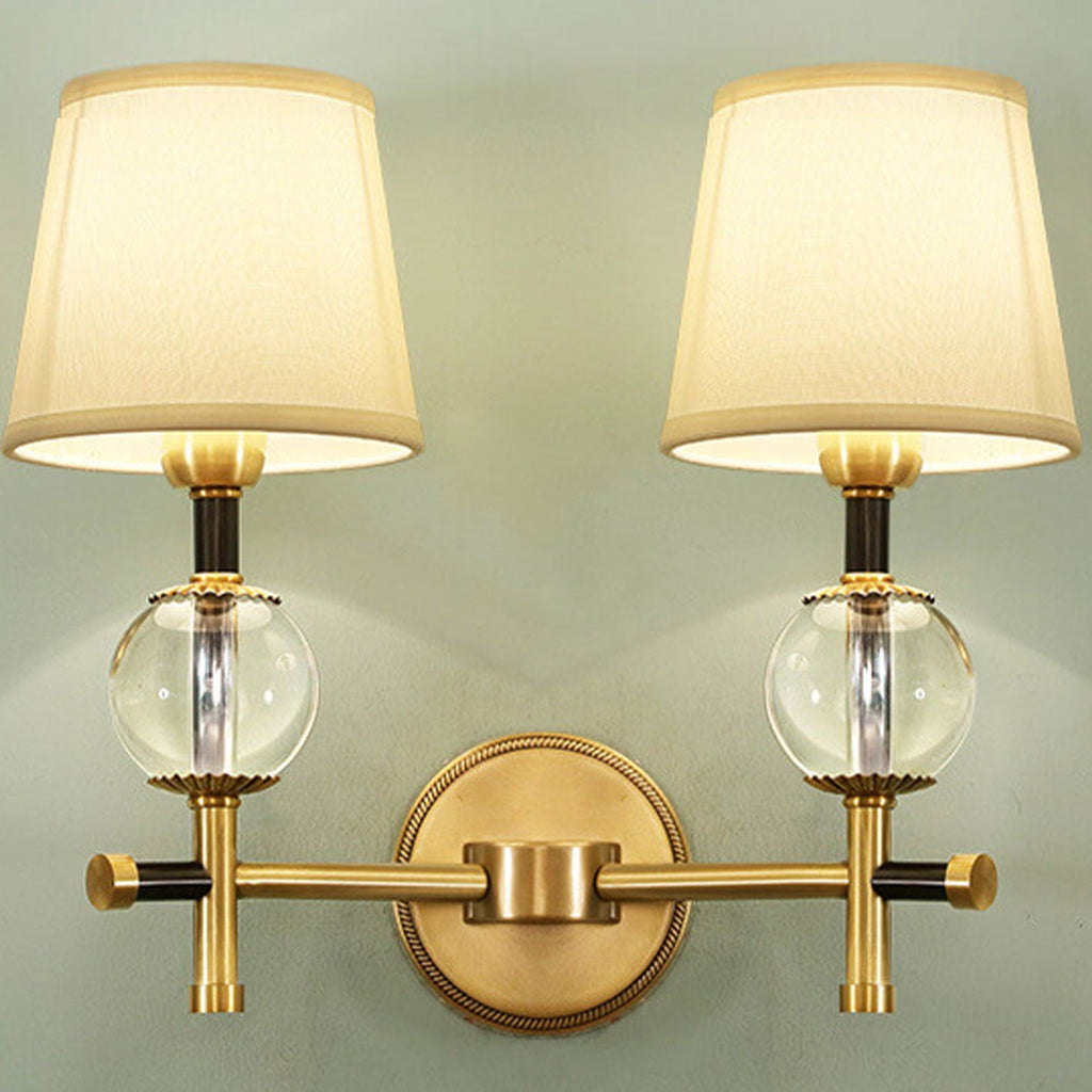 American Brass Fabric 1/2 Wall Lamp