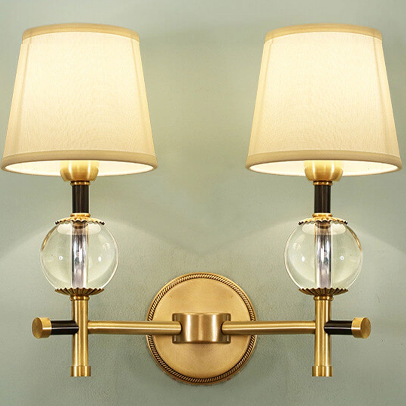 American Brass Fabric 1/2 Wall Lamp