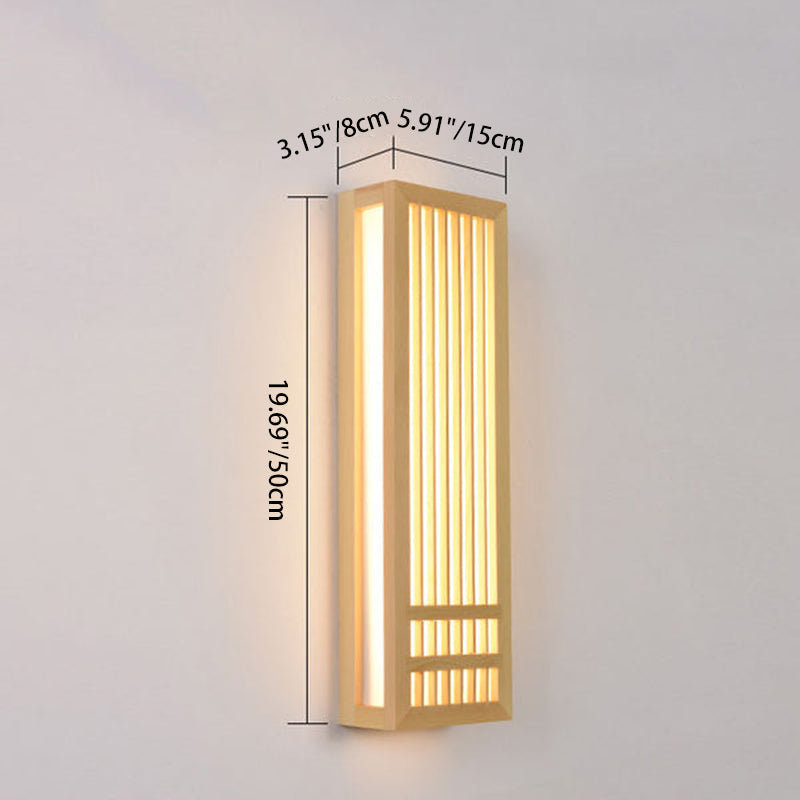 Solid Wood Acrylic Rectangular Wall Lamp